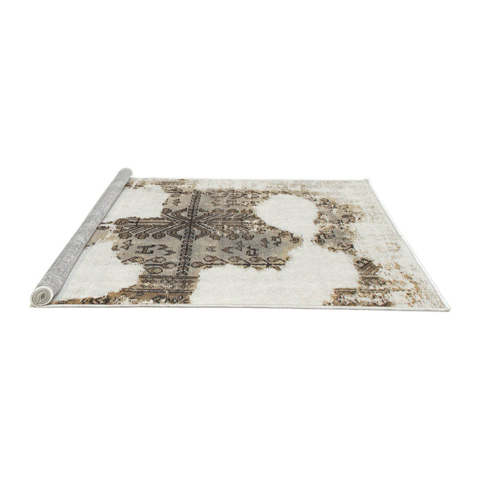 Sideview of Machine Washable Abstract Brown Rug, wshabs1006