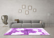 Machine Washable Oriental Purple Modern Area Rugs in a Living Room, wshabs1006pur