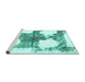 Sideview of Machine Washable Oriental Turquoise Modern Area Rugs, wshabs1006turq