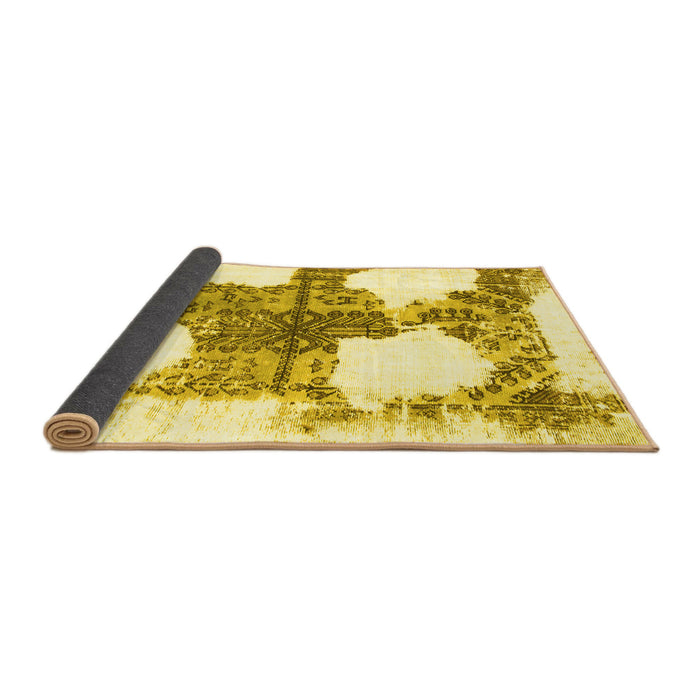 Sideview of Oriental Yellow Modern Rug, abs1006yw