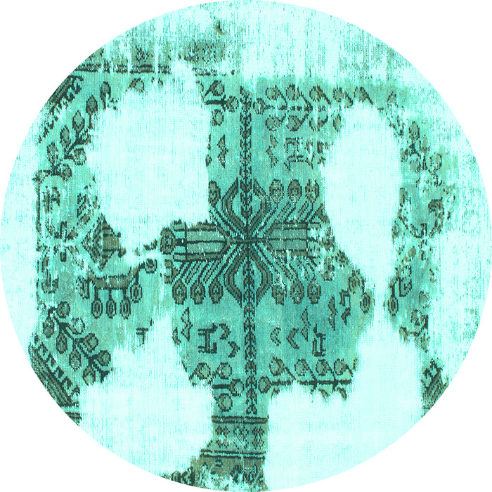 Round Oriental Turquoise Modern Rug, abs1006turq