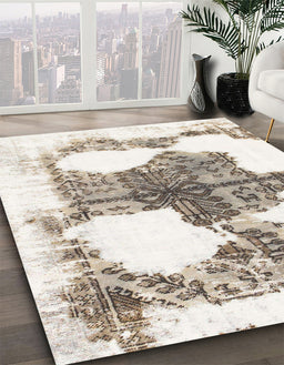 Machine Washable Abstract Brown Rug in a Family Room, wshabs1006