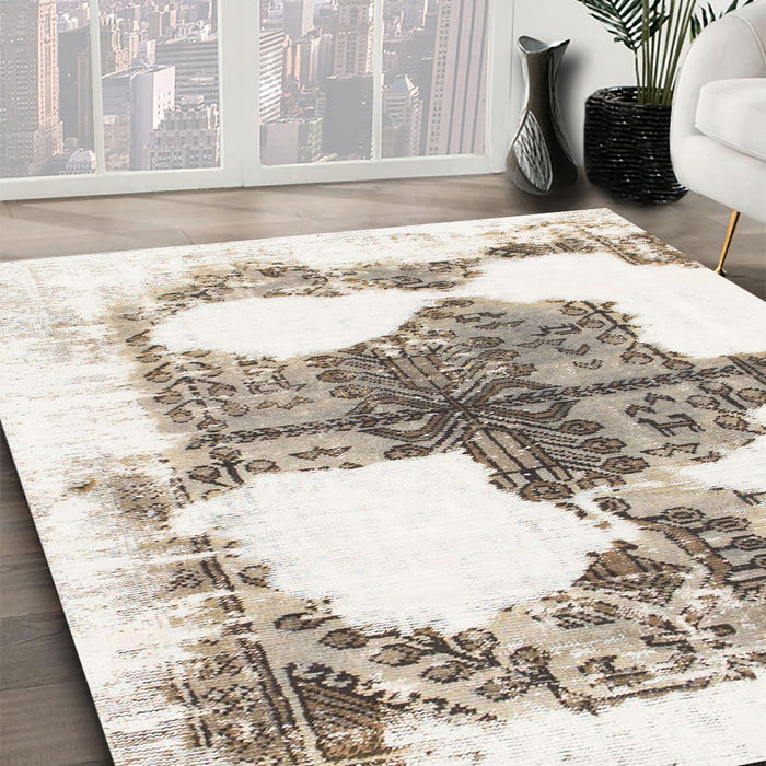 Machine Washable Abstract Brown Rug in a Family Room, wshabs1006