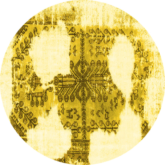 Round Oriental Yellow Modern Rug, abs1006yw