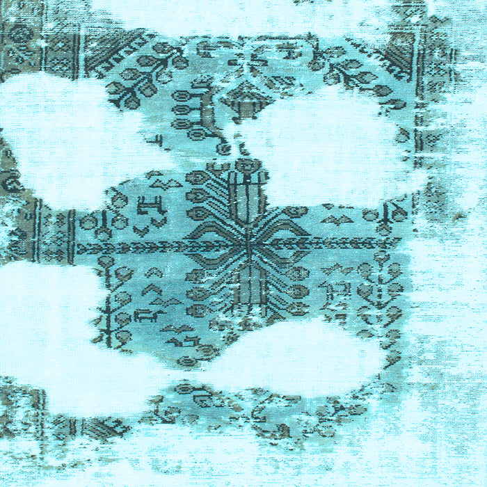 Square Machine Washable Oriental Light Blue Modern Rug, wshabs1006lblu