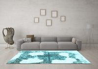 Machine Washable Oriental Light Blue Modern Rug, wshabs1006lblu