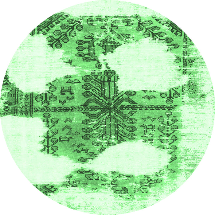 Round Oriental Emerald Green Modern Rug, abs1006emgrn