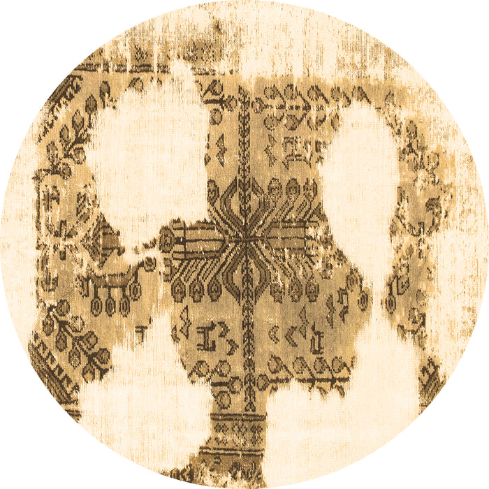 Round Machine Washable Oriental Brown Modern Rug, wshabs1006brn