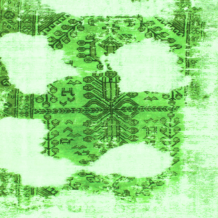 Square Machine Washable Oriental Green Modern Area Rugs, wshabs1006grn