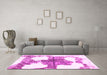 Machine Washable Oriental Pink Modern Rug in a Living Room, wshabs1006pnk