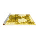 Sideview of Machine Washable Oriental Yellow Modern Rug, wshabs1006yw