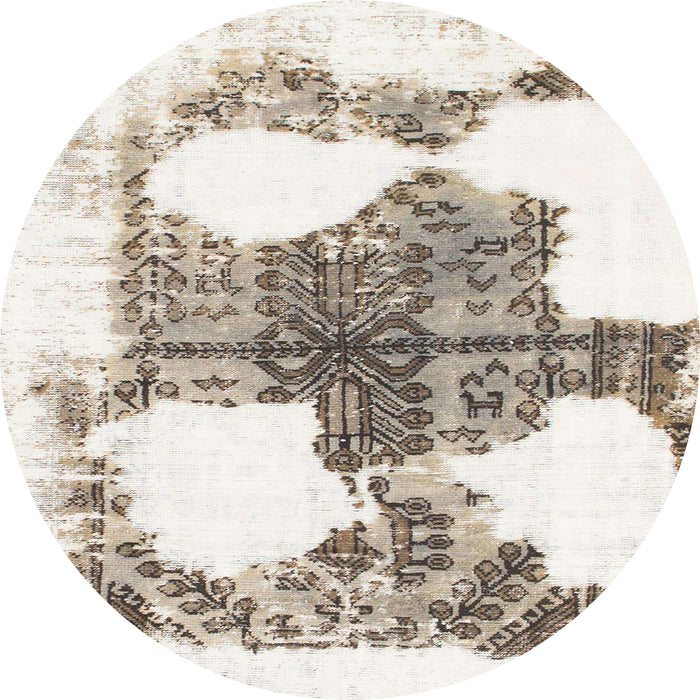 Round Machine Washable Abstract Brown Rug, wshabs1006