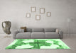 Machine Washable Oriental Emerald Green Modern Area Rugs in a Living Room,, wshabs1006emgrn