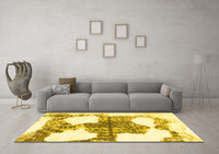 Machine Washable Oriental Yellow Modern Rug, wshabs1006yw