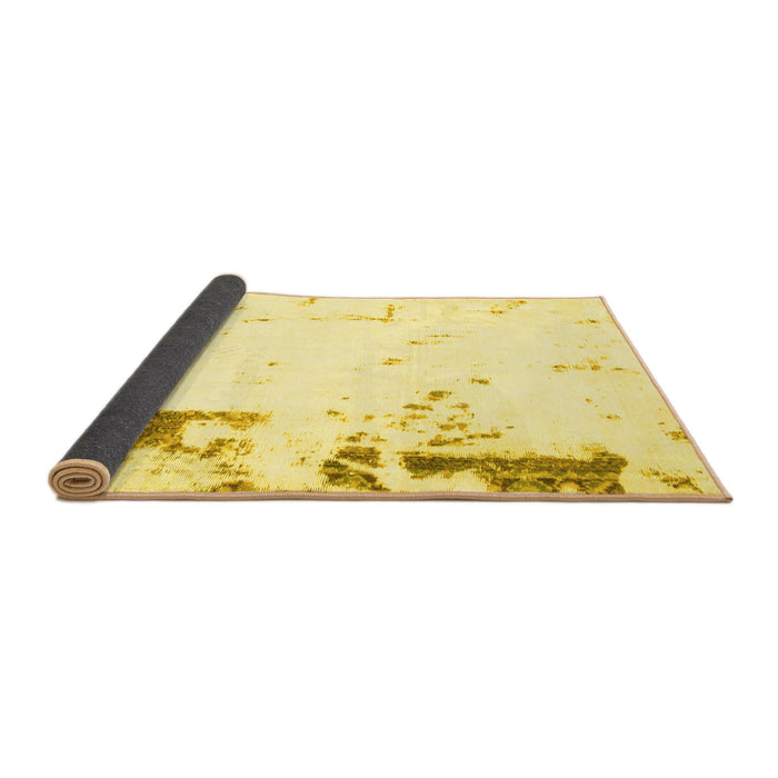 Sideview of Oriental Yellow Modern Rug, abs1007yw