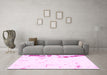 Machine Washable Oriental Pink Modern Rug in a Living Room, wshabs1007pnk