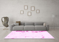 Machine Washable Oriental Pink Modern Rug, wshabs1007pnk