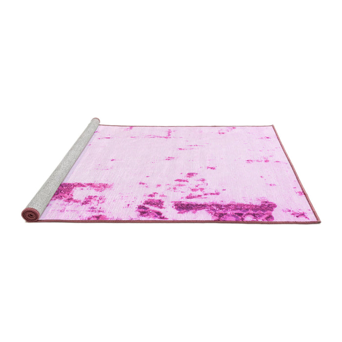 Sideview of Machine Washable Oriental Pink Modern Rug, wshabs1007pnk