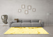 Machine Washable Oriental Yellow Modern Rug in a Living Room, wshabs1007yw