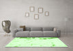 Machine Washable Oriental Green Modern Area Rugs in a Living Room,, wshabs1007grn