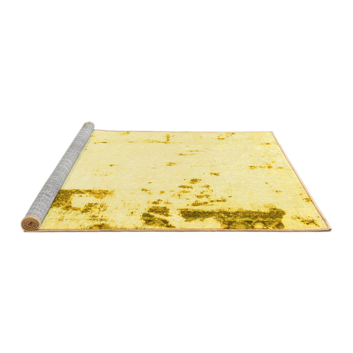 Sideview of Machine Washable Oriental Yellow Modern Rug, wshabs1007yw