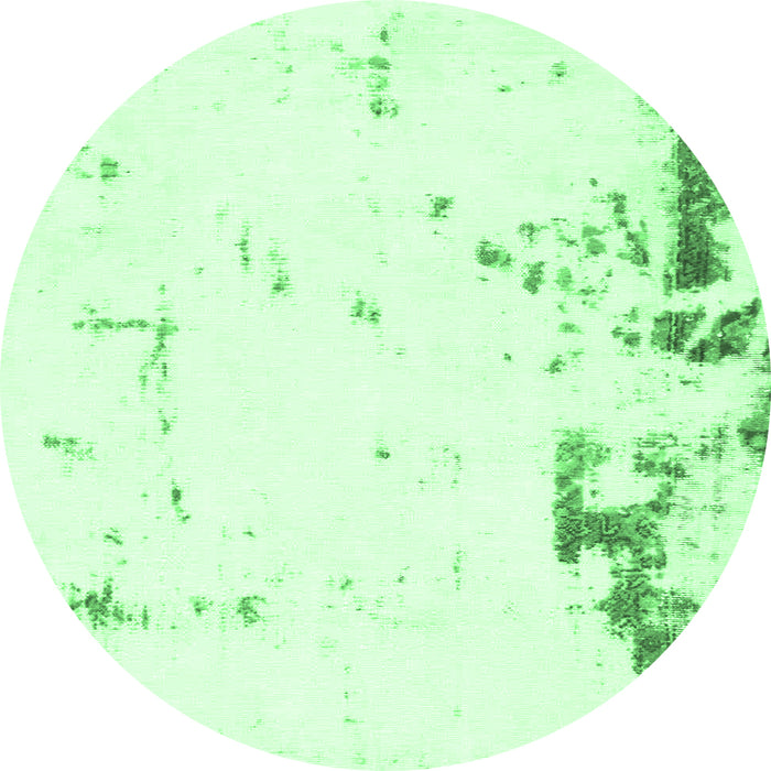 Round Machine Washable Oriental Emerald Green Modern Area Rugs, wshabs1007emgrn