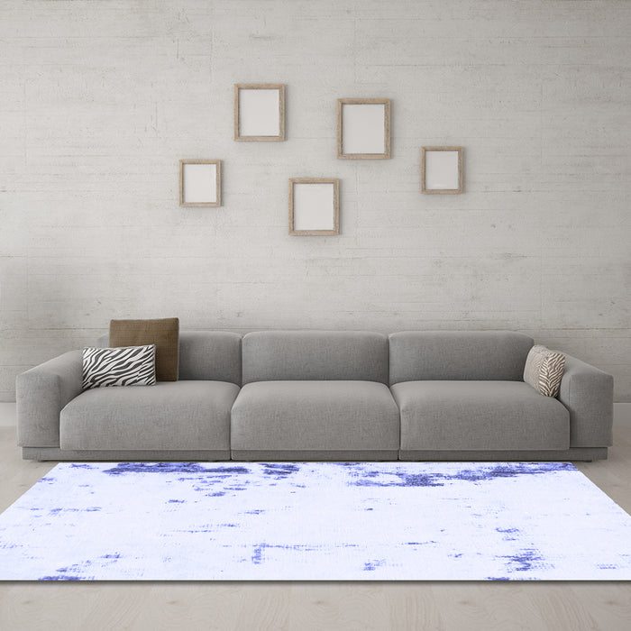 Machine Washable Oriental Blue Modern Rug in a Living Room, wshabs1007blu