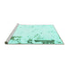 Sideview of Machine Washable Oriental Turquoise Modern Area Rugs, wshabs1007turq