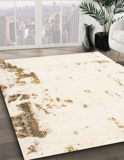 Machine Washable Abstract Whip Beige Rug in a Family Room, wshabs1007