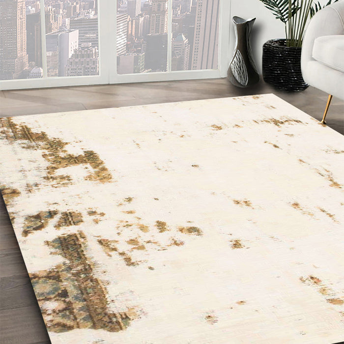 Machine Washable Abstract Whip Beige Rug in a Family Room, wshabs1007
