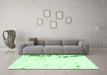 Machine Washable Oriental Emerald Green Modern Area Rugs in a Living Room,, wshabs1007emgrn