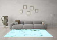 Machine Washable Oriental Light Blue Modern Rug, wshabs1007lblu