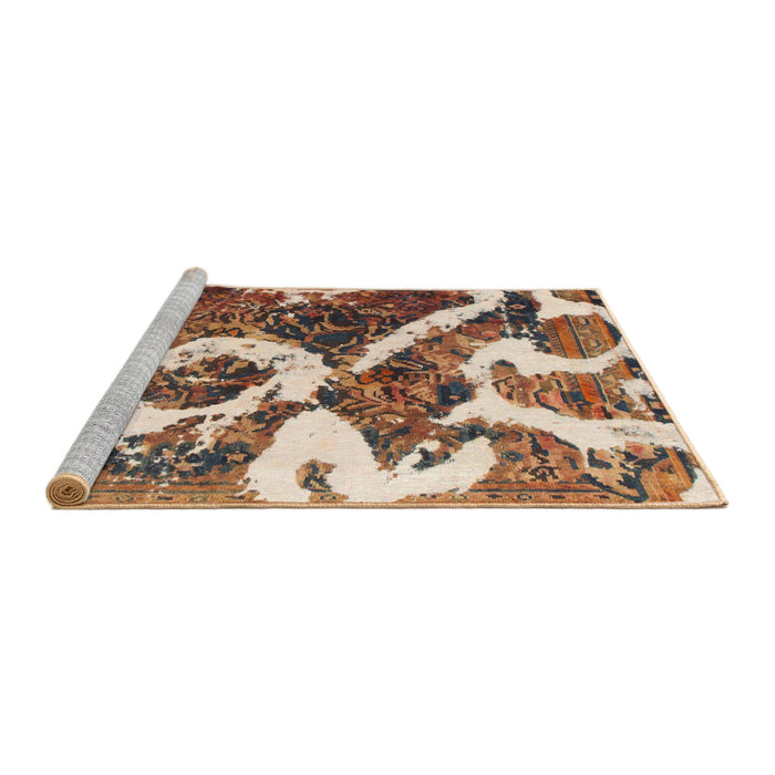 Sideview of Machine Washable Abstract Brown Sugar Brown Rug, wshabs1008