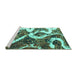 Sideview of Machine Washable Oriental Turquoise Modern Area Rugs, wshabs1008turq