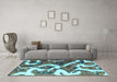 Machine Washable Oriental Light Blue Modern Rug in a Living Room, wshabs1008lblu