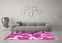 Machine Washable Oriental Pink Modern Rug, wshabs1008pnk