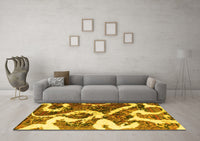 Machine Washable Oriental Yellow Modern Rug, wshabs1008yw