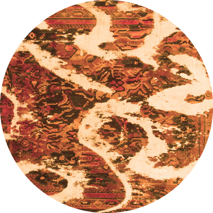 Round Oriental Orange Modern Rug, abs1008org