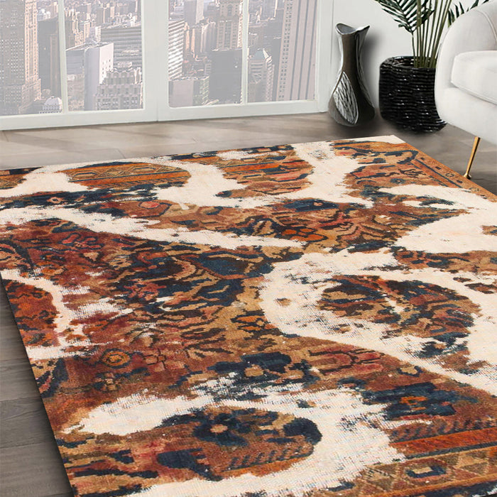 Machine Washable Abstract Brown Sugar Brown Rug in a Family Room, wshabs1008