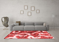 Machine Washable Oriental Red Modern Rug, wshabs1008red