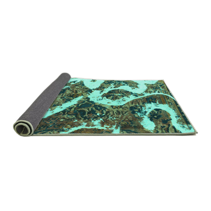Sideview of Oriental Turquoise Modern Rug, abs1008turq