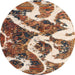 Round Machine Washable Abstract Brown Sugar Brown Rug, wshabs1008