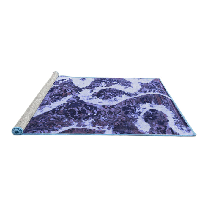 Sideview of Machine Washable Oriental Blue Modern Rug, wshabs1008blu