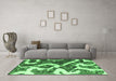 Machine Washable Oriental Emerald Green Modern Area Rugs in a Living Room,, wshabs1008emgrn