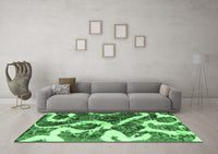 Machine Washable Oriental Emerald Green Modern Rug, wshabs1008emgrn