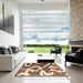 Square Abstract Brown Oriental Rug in a Living Room, abs1008