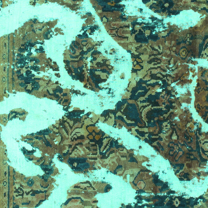 Machine Washable Oriental Turquoise Modern Area Rugs, wshabs1008turq