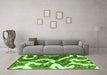 Machine Washable Oriental Green Modern Area Rugs in a Living Room,, wshabs1008grn