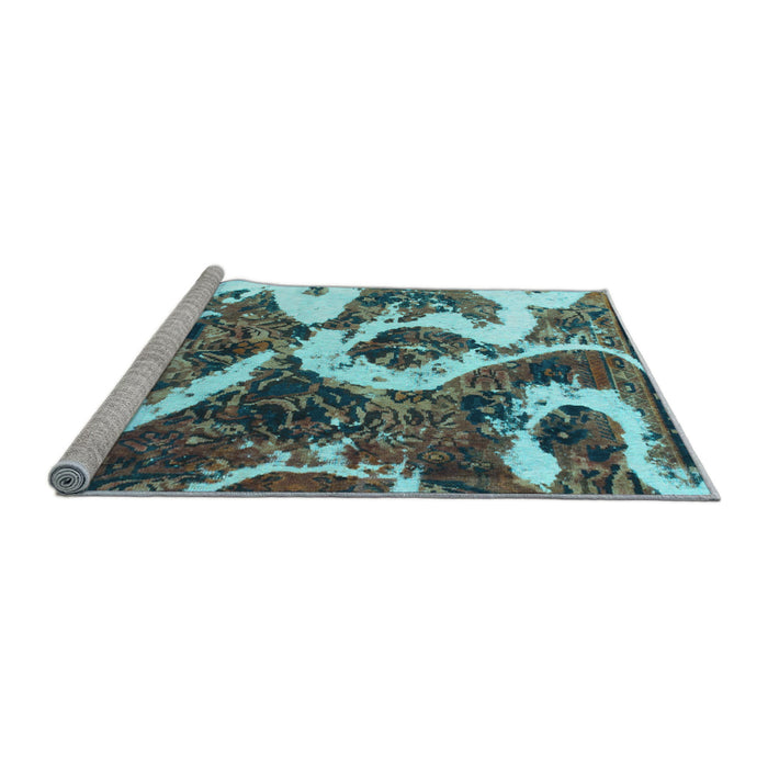 Sideview of Machine Washable Oriental Light Blue Modern Rug, wshabs1008lblu
