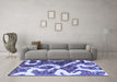 Machine Washable Oriental Blue Modern Rug in a Living Room, wshabs1008blu